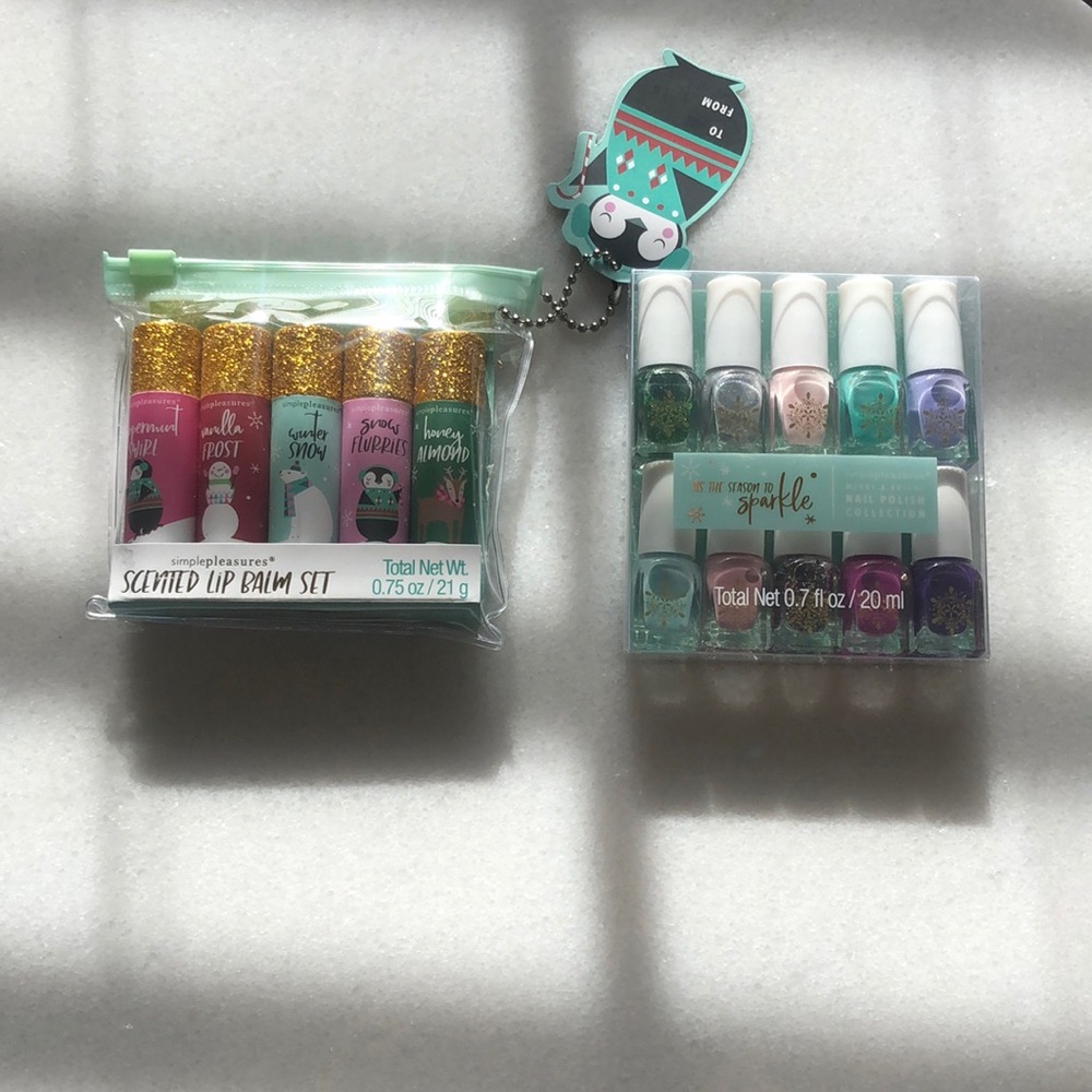 A set of lip balms and a set of mini nail polishes